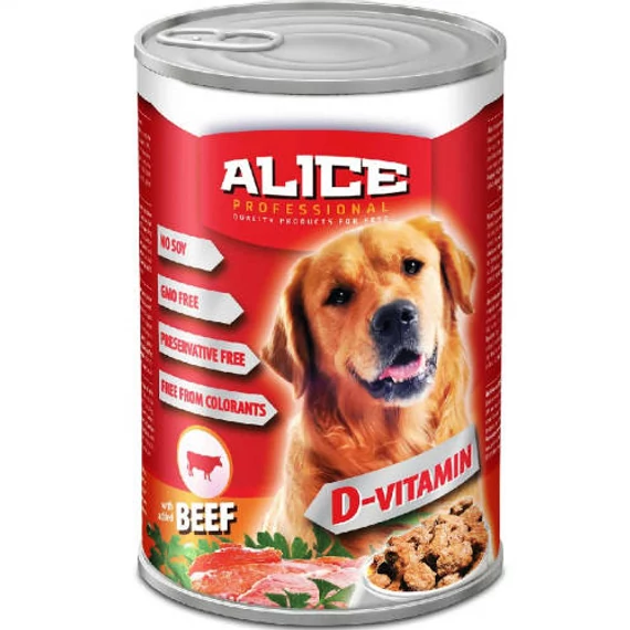 Alice Professional Dog konzerv marha 1240g nedves eledel kutyák részére