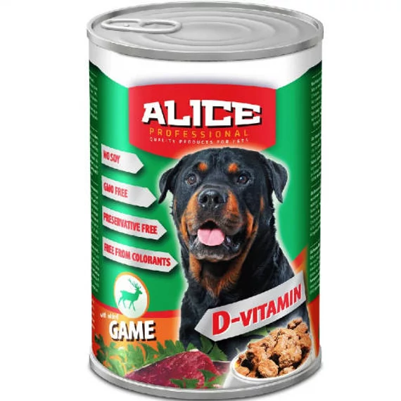 Alice Professional Dog konzerv vadhúsos 1240g nedves eledel kutyák részére
