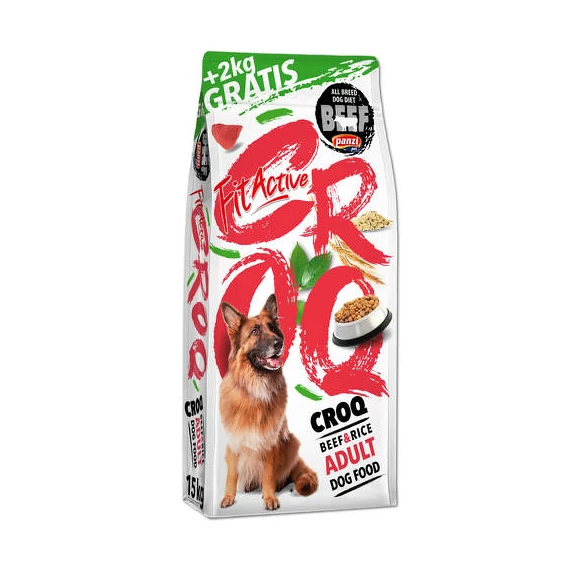 FitActive CROQ Premium Beef&Rice Adult száraztáp (marha,rizs) felnőtt kutyák részére 15+2kg