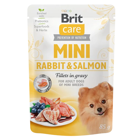 Brit Care Mini Rabbit &Salmon fillets in gravy 85g