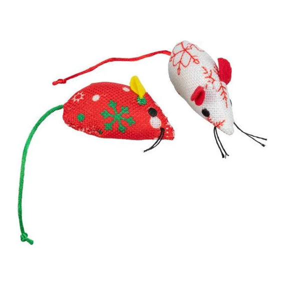 Trixie Xmas egérkék (plüss, piros/fehér) macskák részére (7cm)